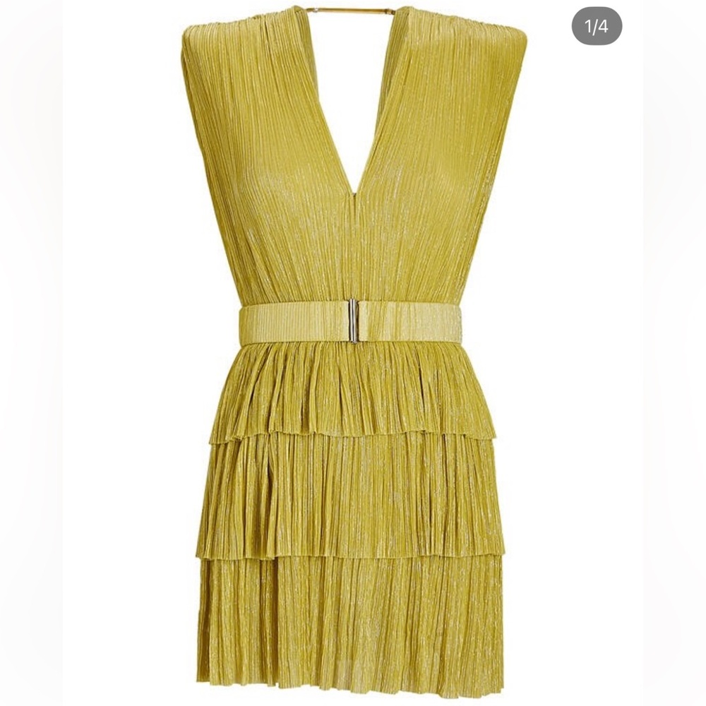 Sabina Musayev V-Neck Mini Dress in Lime